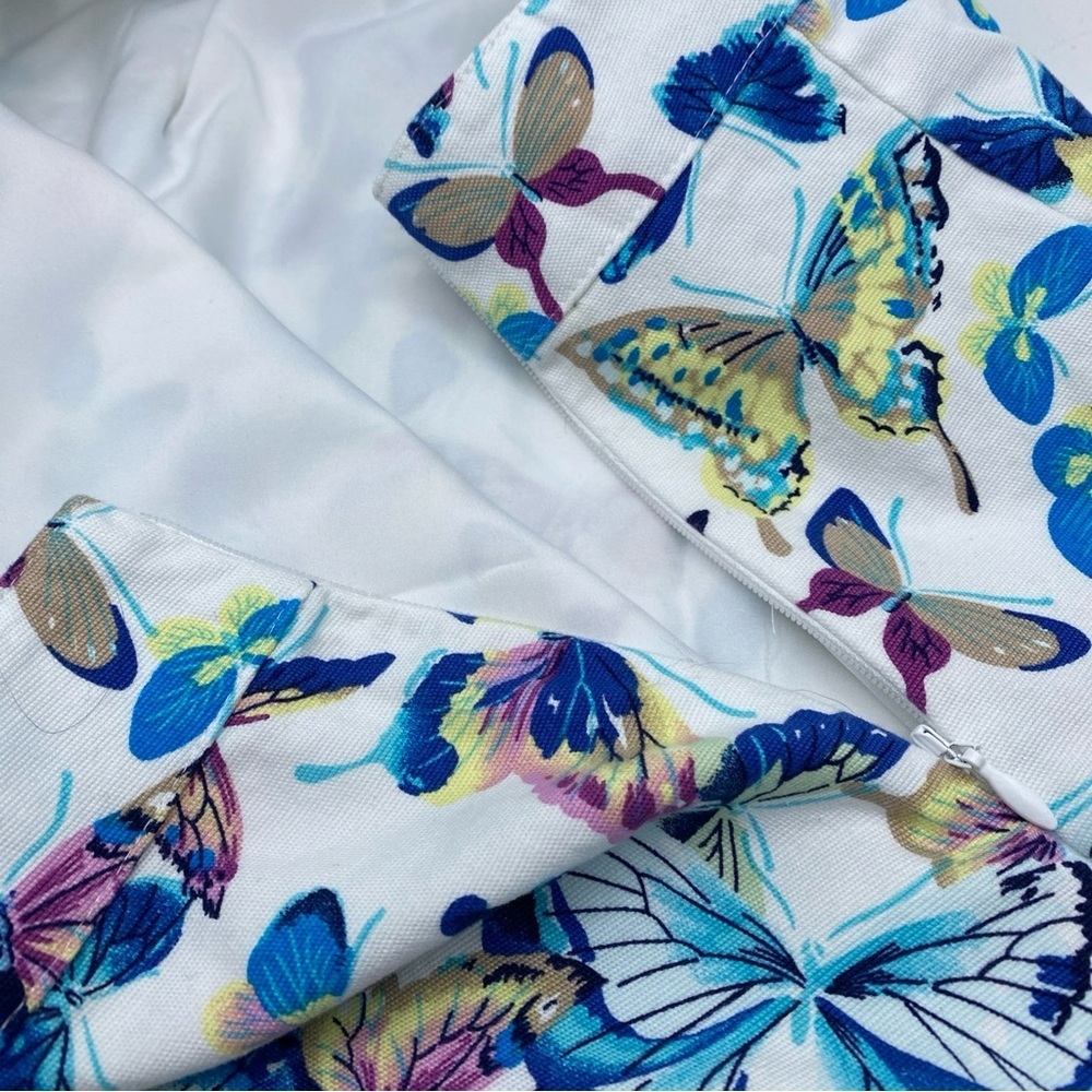 Botanical Butterfly A line Skirt Lined All Over Print Fairy Artsy Talbots 2 - Picture 6 of 8